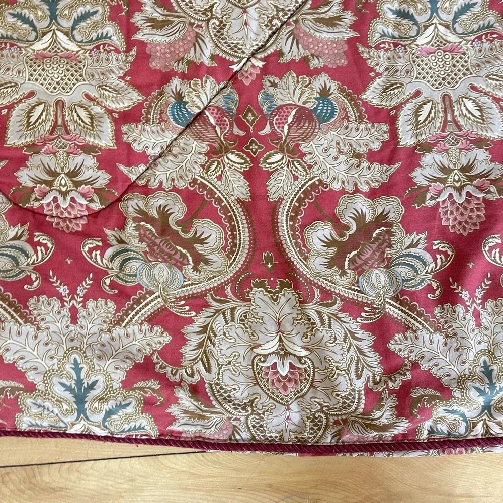 Vintage Ralph Lauren Jardiniere Queen / Full Red Sateen Comforter‎ Made In Italy